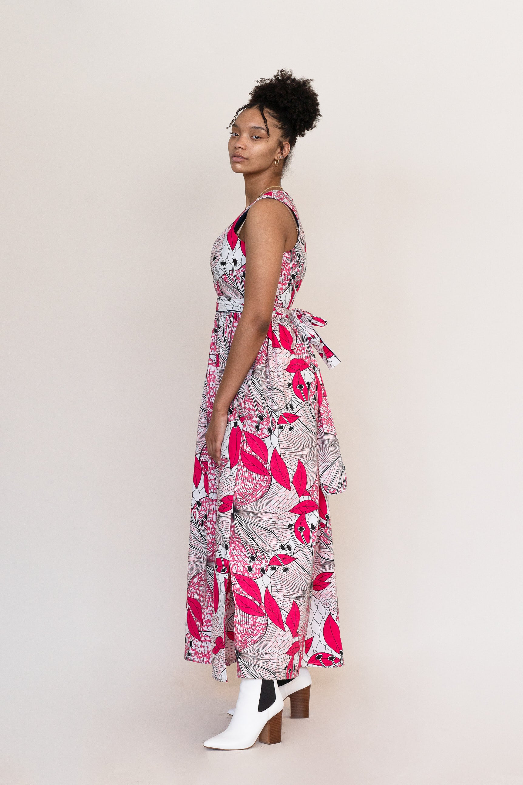 pink wrap maxi dress